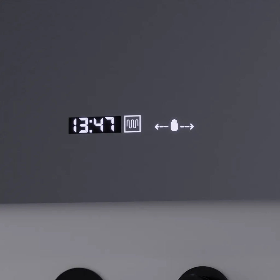 Mirror LED rectangular 80x60cm Precision Motionglow Marcello Dismantic Clock Defrosting System