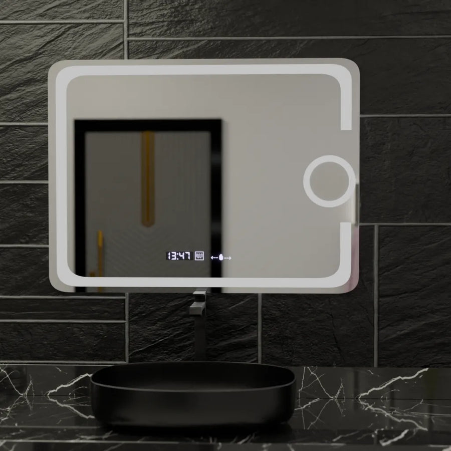 Mirror LED rectangular 80x60cm eclat Motionglow Marcello Clock Defrition System & Wolf thermometer Dimable Cosmetic