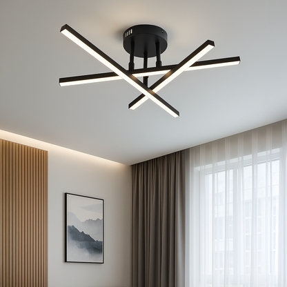 LED chandelier with remote control 40W, 3 Elements, Linear, Cold/Warm/Neutral light, Dimmable, Black