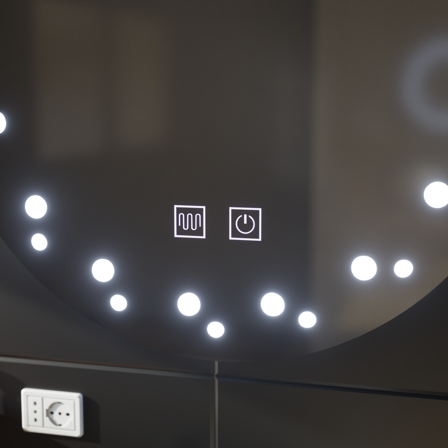 Touch Ivory LED Mirror, De-fogging System, Diameter 60cm, Cold Light 6000K