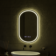 Wilhelm Touch LED Mirror with Defog System, Clock and Temperature 50x80 cm