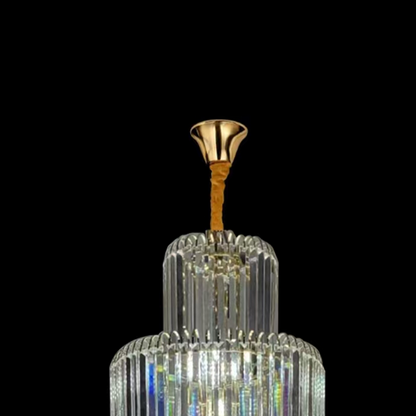 WINDSOR Altiora Crystal Chandelier, Diameter 60cm, Height 1800cm, Shiny Gold, Adjustable Height, Elegant Design