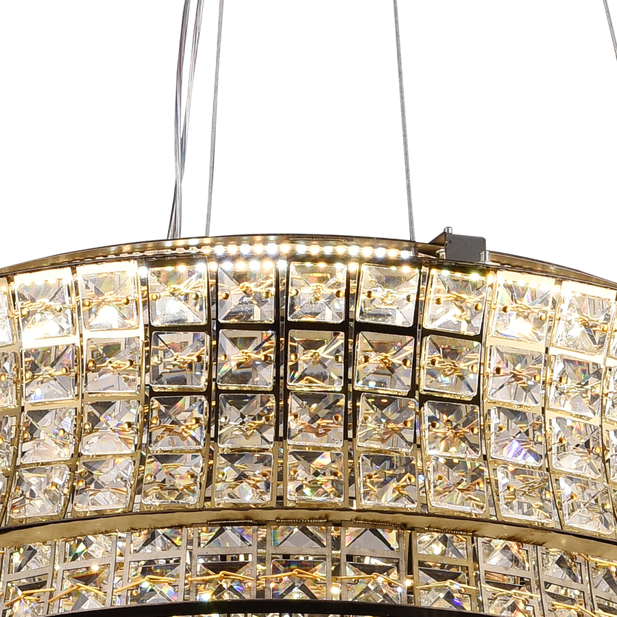 LED Chandelier LLC130/1CH, Crystal and Metal, 31W, 1 Circle, Dimmable, Adjustable Height, Cold/Warm/Neutral Light, Luxurious Lighting