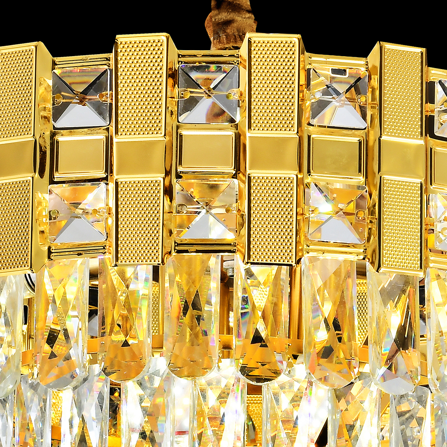 Crydelabure Crystal Aurelio Radiant 8xe14, 60cm diameter, glossy gold, rebrable height