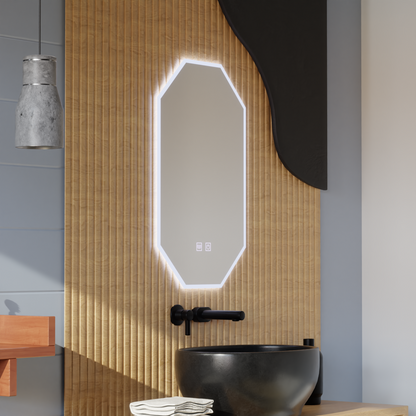 Polygon LED mirror E43S/50X80, Light and Defogging System, 50X80cm