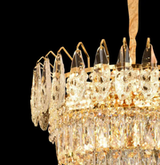 WINDSOR Eleganza Crystal Chandelier 6x E14, Diameter 49cm, Shiny Gold, Adjustable Height