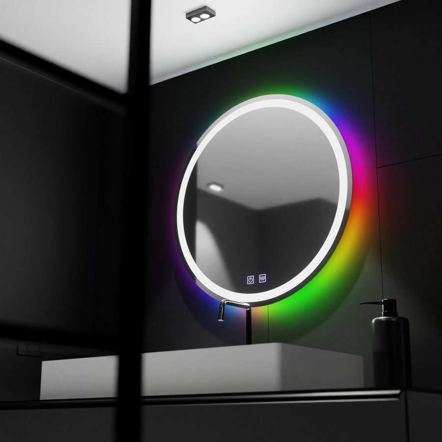 Mirror LED round 60cm spectrum touch rgb disabling system