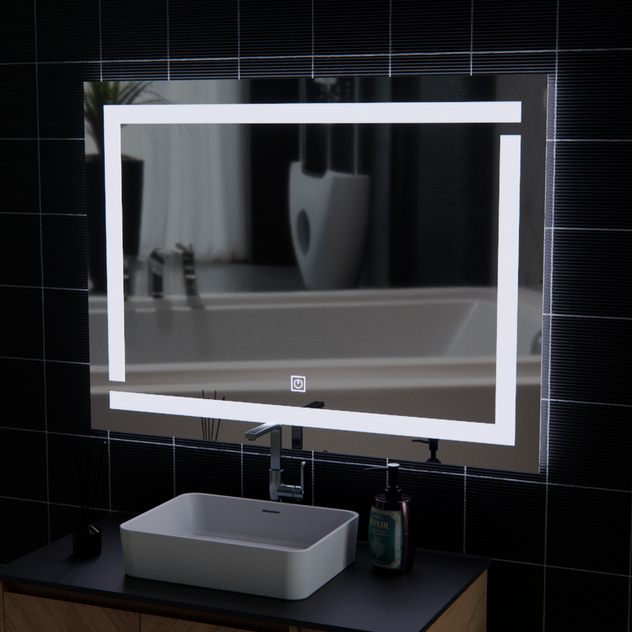 Giga LED mirror, 80x60cm, Silver, Touch, 6000K light