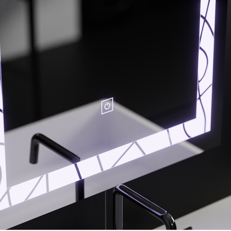 Rectangular LED Mirror 60x80cm Deco Frame Basic Touch 
