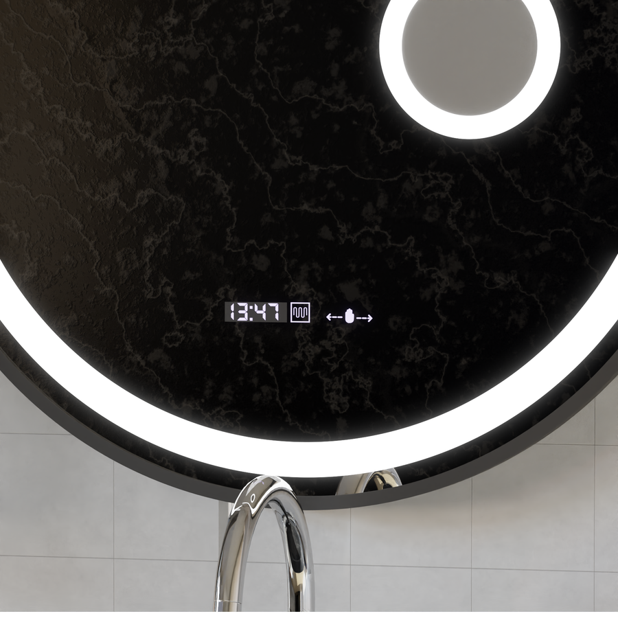 Round LED mirror Sensor Motionglow Micah Marcello 60 cm Dismantic Clock Defrosting System
