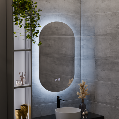 Oval LED Mirror, 50X80cm, E14S/50X80, Touch, Demister System