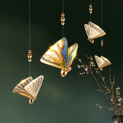 Valentina Acrylic LED Pendant Chandelier with Remote Control, Dimmable, 3000K/4000K/6000K, Gold, Metal and Acrylic