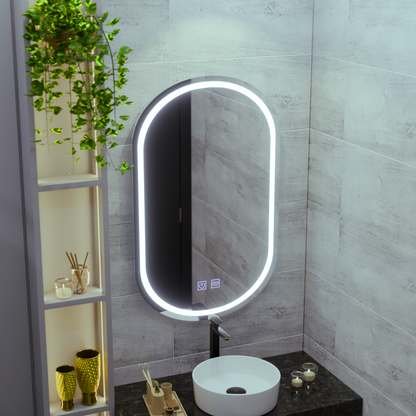 Oval LED mirror 50x80, Velara Touch, Demister System, Dimmable