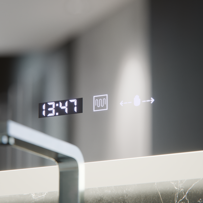 Oval LED mirror, 80x50cm, Altera Marcello MotionGlow Sensor, Demister System, Clock & Thermometer, Dimmable