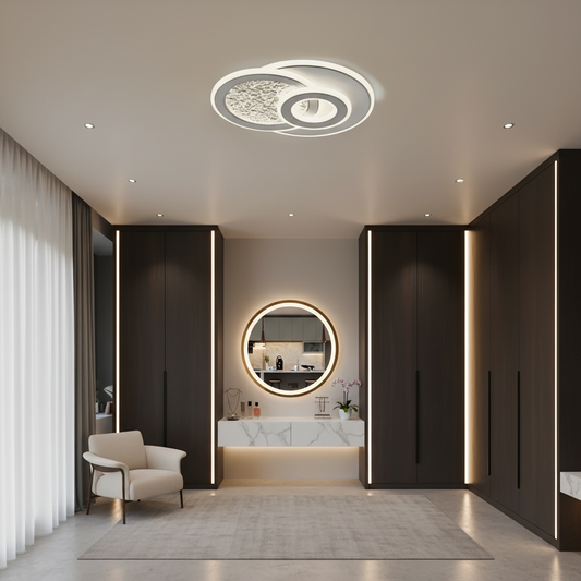 KOMPACTO LED Chandelier 47W, 3 Circles, Cold/Warm/Neutral light, White