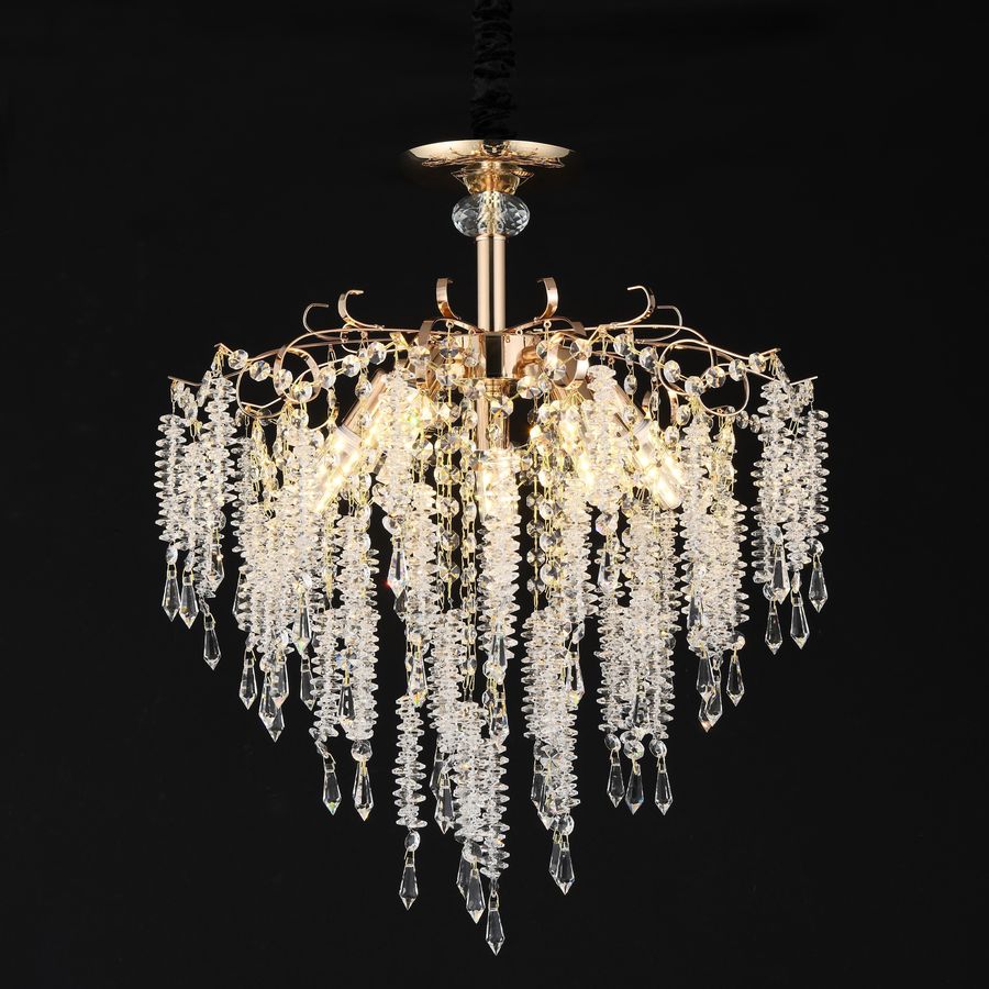 Crystal Chandelier CC9323/5FGD, 5x E14, Diameter 49cm, Gold