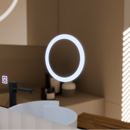Manfred Touch LED Mirror Defog System, Clock and Temperature 60x80 cm Cosmetic Magnifier