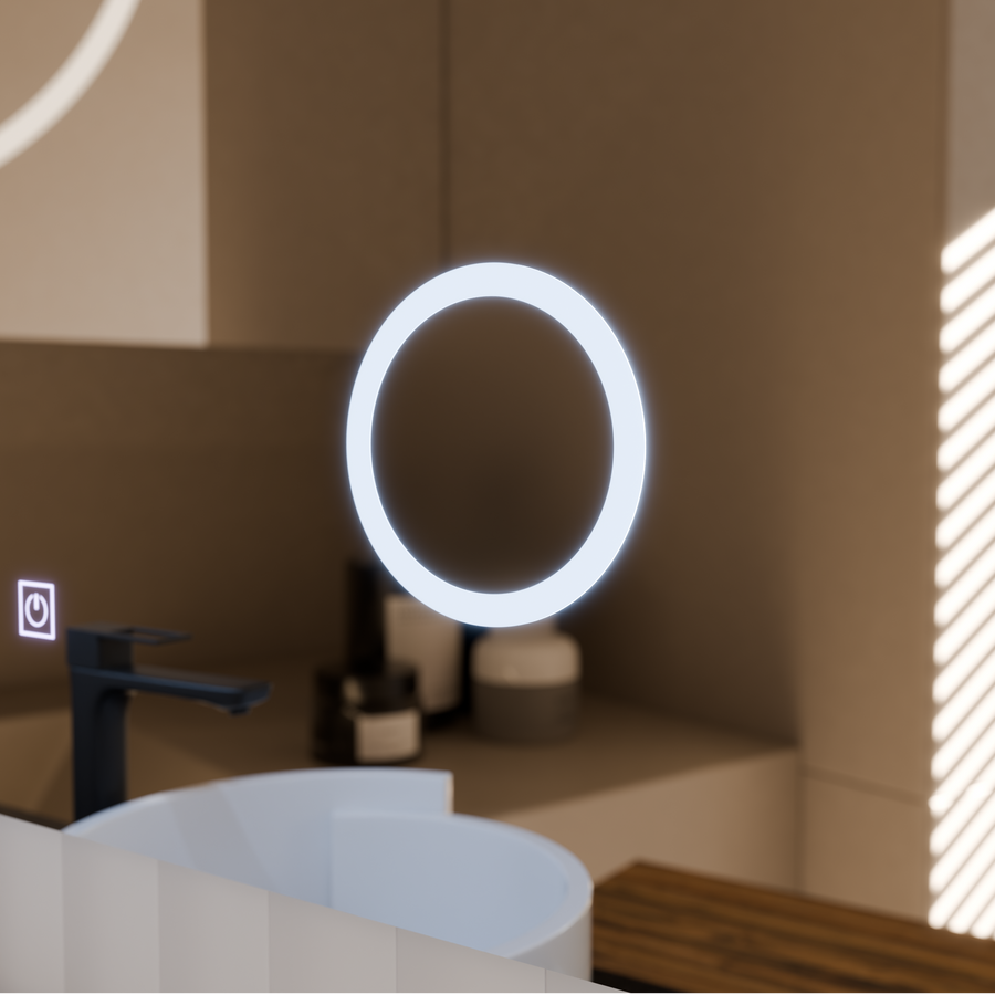 Manfred Touch LED Mirror Defog System, Clock and Temperature 60x80 cm Cosmetic Magnifier