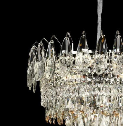 WINDSOR Eleganza Crystal Chandelier 6x E14, Diameter 49cm, Shiny Gold, Adjustable Height