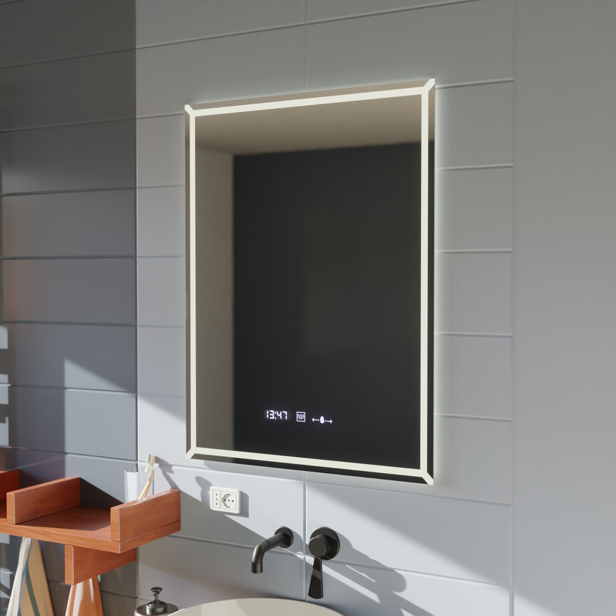 Rectangular LED mirror, 80x60cm, VillayTouch Marcello, Demister System, Dimmable