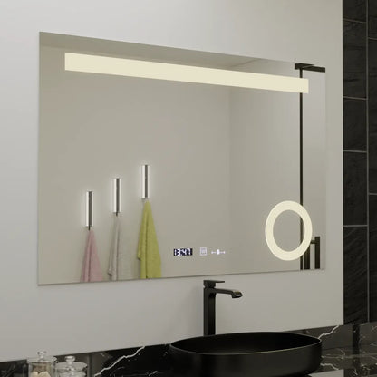 Mirror LED rectangular 100x75cm Absolu Motionglow Marcello Dismantic Clock Defrosting System