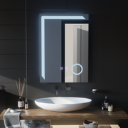 Manfred Touch LED Mirror Defog System, Clock and Temperature 60x80 cm Cosmetic Magnifier