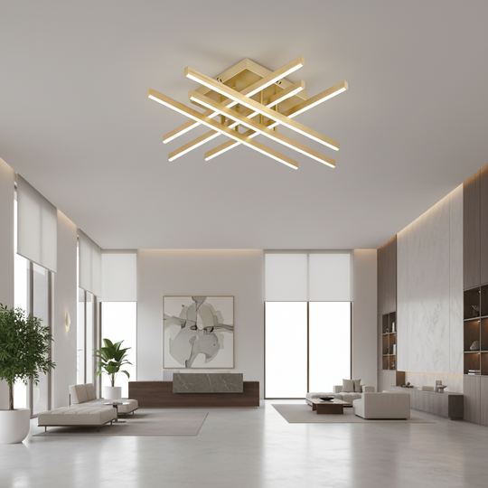 LED Chandelier with Remote Control LINEX, 81W, Light 3000K/4000K/6000K, Dimmable, Gold LED Chandeliers with Remote Control Default Title Alessandro Design