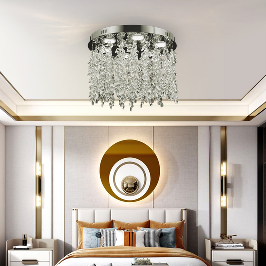 Round Alberian LED chandelier, 20W, cold/hot/neutral light, crystal, glossy chromium