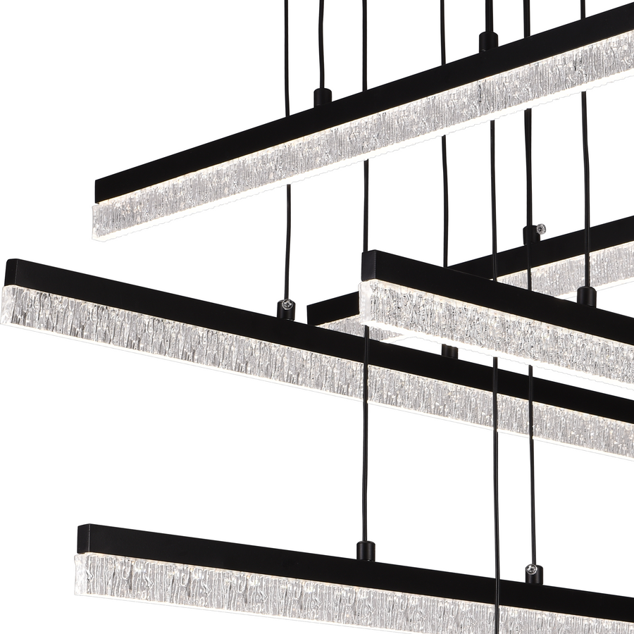 Suspended Crystal LED Chandelier LT181/6BK, 84W, Light 3000/4000/6000K, Black, Adjustable Height