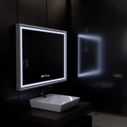 Mirror LED rectangular 80x60cm Verite Imperial Silver Motion Glow Marcello Clock Defrition System & Dimable Thermometer