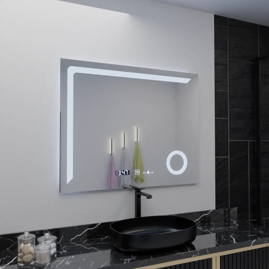 Mirror LED rectangular 100x80cm Precision Motionglow Marcello Dismantling Defrost & Thermometer Wolf Cosmetic