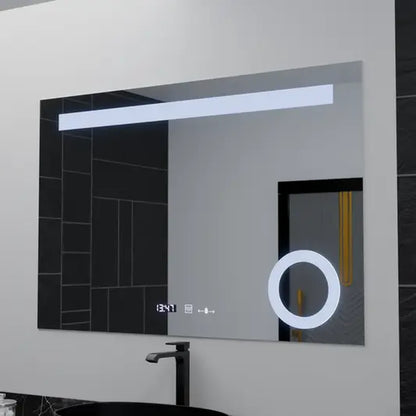 Mirror LED rectangular 100x75cm Absolu Motionglow Marcello Dismantic Clock Defrosting System
