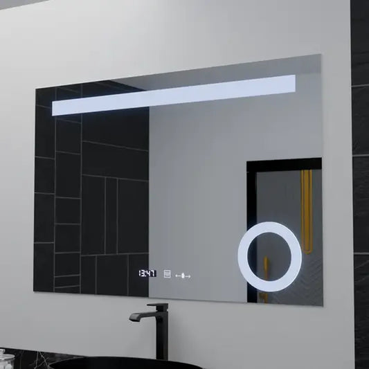 Mirror LED rectangular 100x75cm Absolu Motionglow Marcello Dismantic Clock Defrosting System