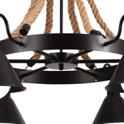Vintage Rope Chandelier PEDRO, 4 x E27 Dark Wood