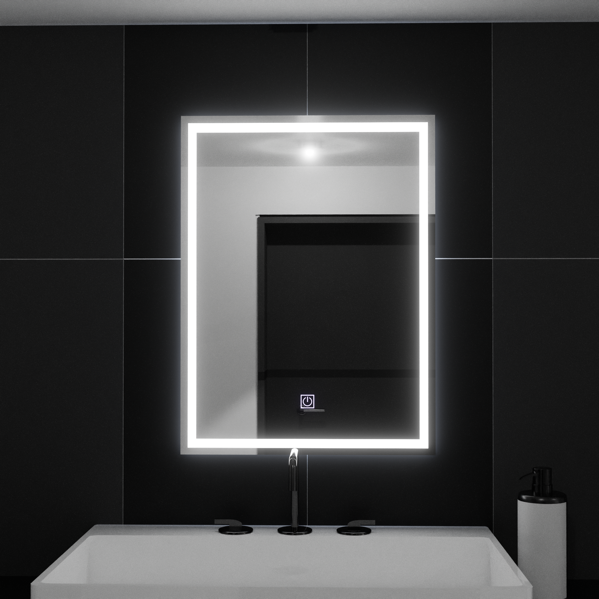 Mirror LED rectangular 50x70cm Frame Basic Touch