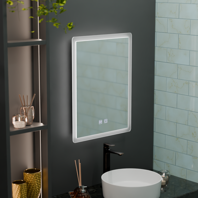 Rectangular LED mirror, 60x80cm, Touch VENERA, Demister System, Dimmable