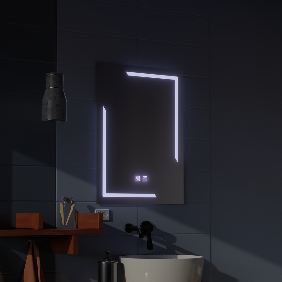 Rectangular LED mirror, 60x80cm, ECLISSA Touch, Demister System, Dimmable