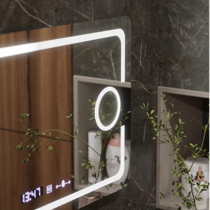 Mirror LED rectangular 120x80cm ECLAT Motionglow Marcello Dismantling & Dimable Cosmetic Terometer Termometer