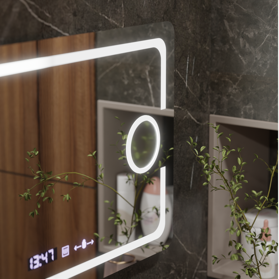 Mirror LED rectangular 120x80cm ECLAT Motionglow Marcello Dismantling & Dimable Cosmetic Terometer Termometer