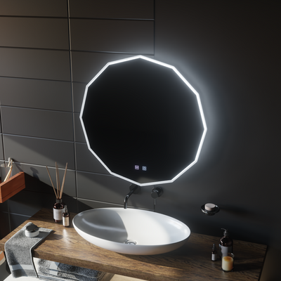 Round LED mirror, 70cm, VIVO Touch, Demister System, Dimmable