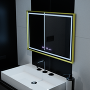 Mirror LED rectangular 120x80cm Specchio Motionglow Marcello Clock Defrition System & Dimable Thermometer