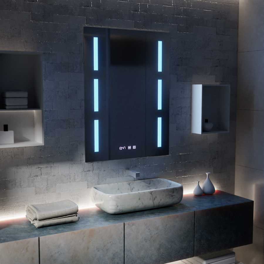 Mirror LED Touch Erich S86/60X80 Demist System, Clock and Temperature 60x80 cm
