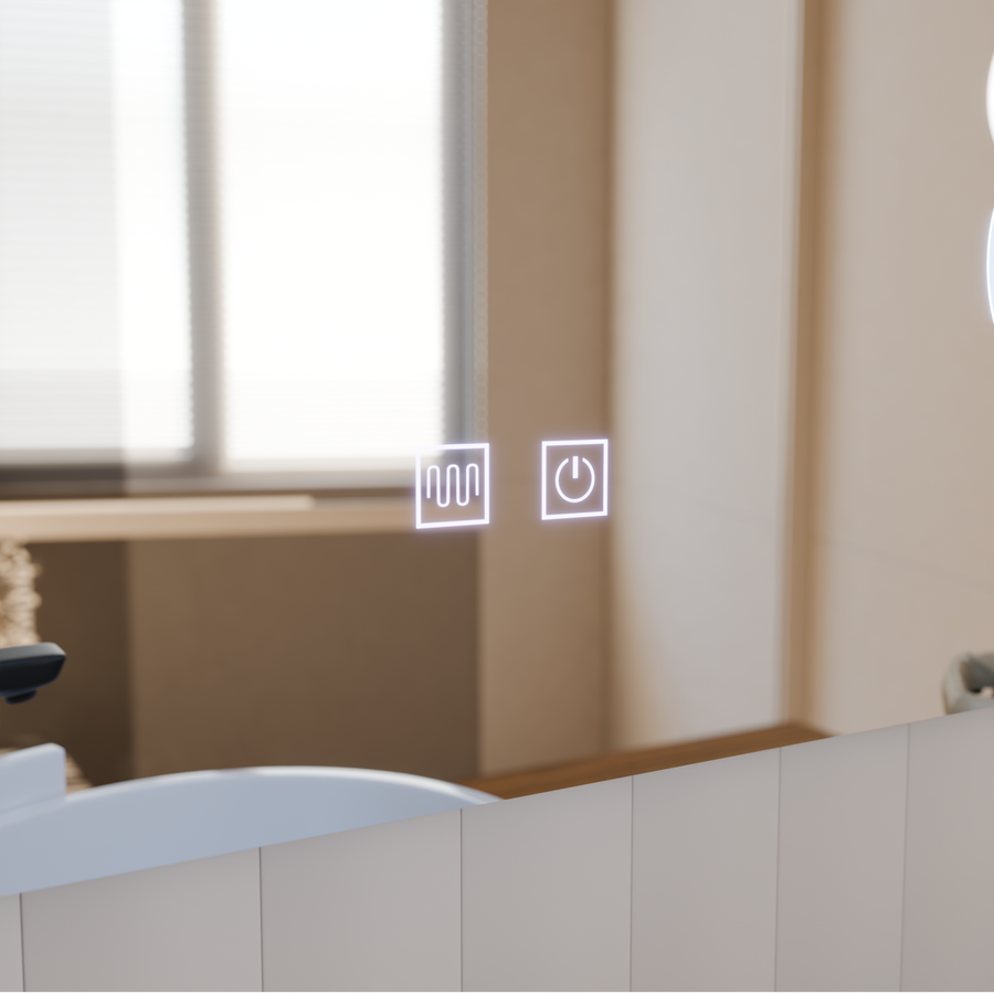 Manfred Touch LED Mirror Defog System, Clock and Temperature 60x80 cm Cosmetic Magnifier