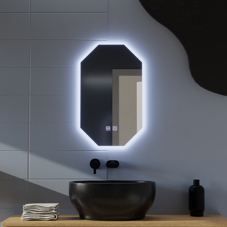 Polygon LED mirror E43S/50X80, Light and Defogging System, 50X80cm