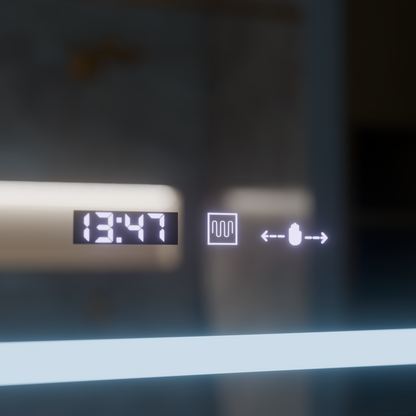 Rectangular LED mirror 120x80cm Motionglow sensor Marcello Dismantic Clock Defrosting System