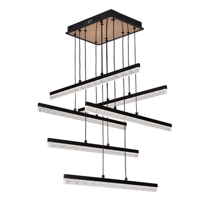 Suspended Crystal LED Chandelier LT181/6BK, 84W, Light 3000/4000/6000K, Black, Adjustable Height