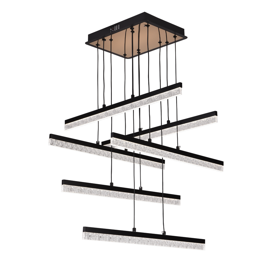 Suspended Crystal LED Chandelier LT181/6BK, 84W, Light 3000/4000/6000K, Black, Adjustable Height