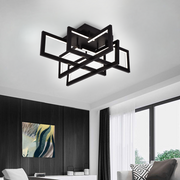 Lustra LED cu telecomanda 98W, 4 Elemente, lumina Rece/Calda/Neutra, Dimabila, Negru
