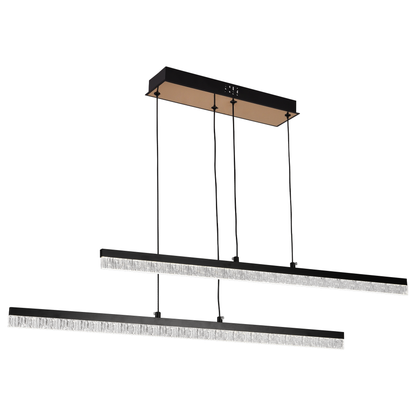 Suspended Crystal LED Chandelier LT181/2BK, 37W, Light 3000/4000/6000K, Black, Adjustable Height