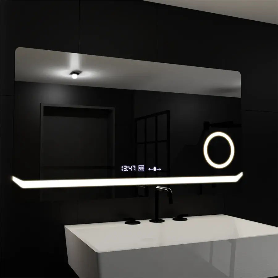 Mirror LED rectangular 80x60cm Definition MotionGlow Marcello Dismantling Clock Defrosting System